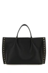 Valentino Structured Rockstud Leather Handbag With Metal Studs In Black