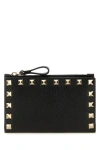 Valentino Rockstud Zipper Coin Card Holder In Black