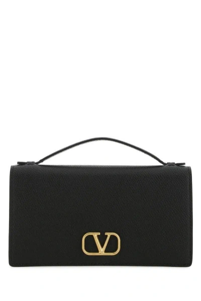 Valentino Garavani Woman Black Leather Vlogo Wallet