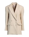 Valentino Garavani Woman Blazer Beige Size 4 Linen In Beige