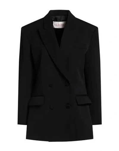 Valentino All-over Monogram Virgin Wool And Silk Double Breasted Blaze In Black