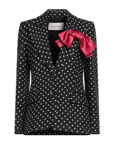 Valentino Supergran Polka Dots Blazer With Bow In Black