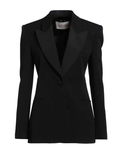 Valentino Double-breasted Wool Blazer In Black