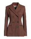 Valentino Garavani Woman Blazer Chocolate Brown Size 4 Virgin Wool, Elastane In Brown