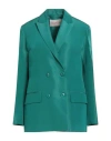 Valentino Garavani Woman Blazer Emerald Green Size 4 Silk In Green
