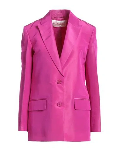 Valentino Garavani Woman Blazer Fuchsia Size 4 Silk In Pink
