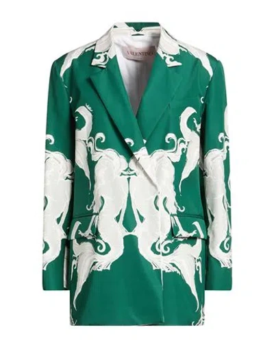 Valentino Garavani Woman Blazer Green Size 8 Cotton