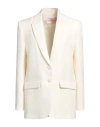 Valentino Single-breasted Blazer In Wool And Silk In White