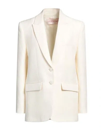 Valentino Single-breasted Blazer In Wool And Silk In White