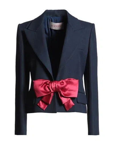 Valentino Garavani Woman Blazer Navy Size 8 Viscose, Wool In Blue