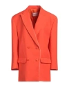Valentino Garavani Woman Blazer Orange Size 10 Virgin Wool, Silk In Orange