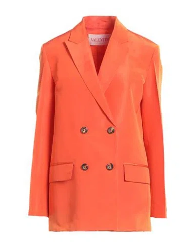 Valentino Garavani Woman Blazer Orange Size 4 Silk