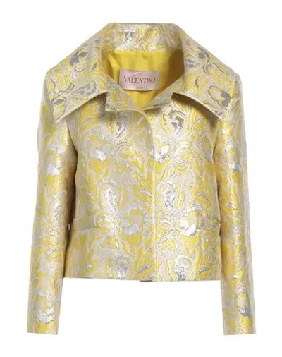 Valentino Garavani Woman Blazer Pastel Yellow Size 10 Polyester, Silk, Textile Fibers, Polyamide