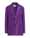 Valentino Silk Hidden Waist Drawstring Blazer In Purple