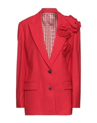 Valentino Garavani Woman Blazer Red Size 10 Polyester, Virgin Wool, Elastane, Cotton