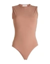 Valentino Garavani Woman Bodysuit Light Brown Size L Polyamide, Elastane In Beige