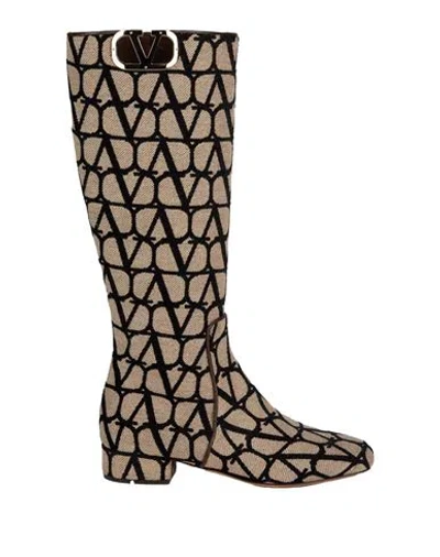 Valentino Garavani Woman Boot Beige Size 8 Textile Fibers
