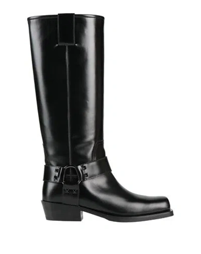 Valentino Garavani Woman Boot Black Size 11 Leather In Blue