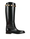 Valentino Garavani Calfskin Leather Roman Stud Boot 15mm Woman Black 40 In Black