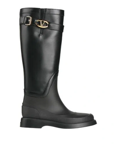 VALENTINO GARAVANI VALENTINO GARAVANI WOMAN BOOT BLACK SIZE 8 LEATHER, RUBBER