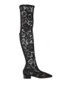 Valentino Garavani Woman Boot Black Size 8 Leather, Textile Fibers In Multi