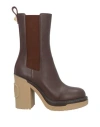 Valentino Garavani Woman Boot Dark Brown Size 6 Soft Leather, Textile Fibers