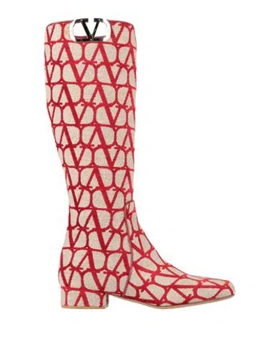 Valentino Garavani Woman Boot Red Size 8 Textile Fibers In Pink