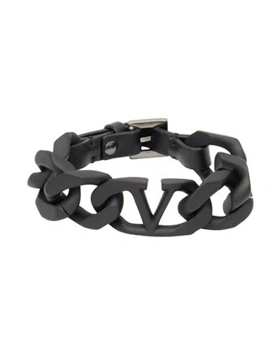 Valentino Garavani Woman Bracelet Black Size - Metal, Leather
