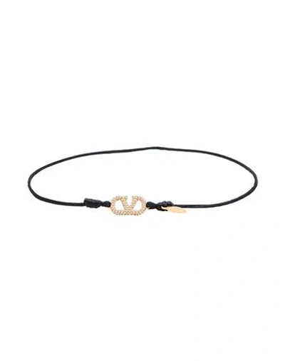 Valentino Garavani Woman Bracelet Black Size - Metal, Textile Fibers