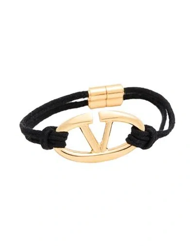 Valentino Garavani Woman Bracelet Black Size S Textile Fibers In Gold