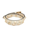 Valentino Garavani Rockstud Calfskin Double-strap Bracelet Woman Light Ivory Uni In White