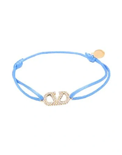 Valentino Garavani Woman Bracelet Light Blue Size - Textile Fibers, Metal In Neutral