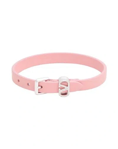 Valentino Garavani Woman Bracelet Pink Size - Leather In Purple
