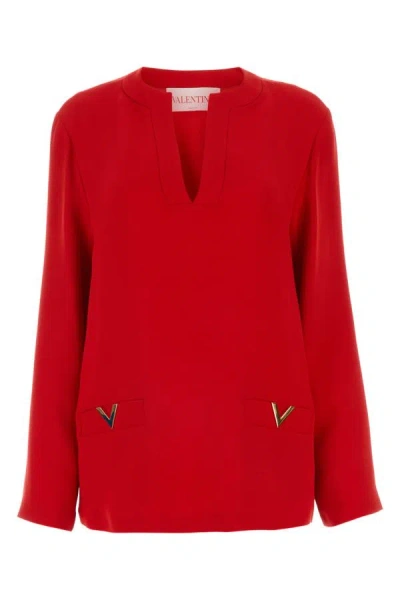 VALENTINO VALENTINO GARAVANI WOMAN RED CADY BLOUSE