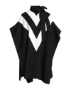 Valentino Tie-neck Striped Wool And Cashmere-blend Cape In Black