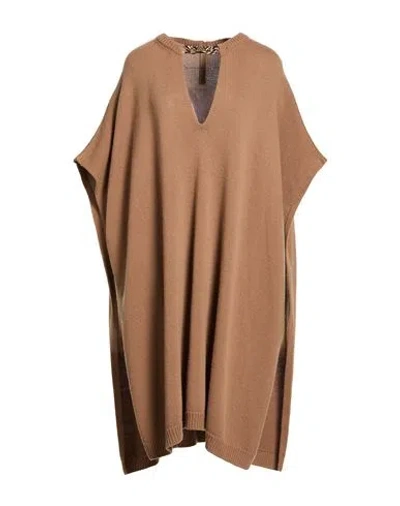Valentino Garavani Woman Cape Brown Size S Virgin Wool, Cashmere