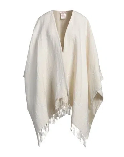 Valentino Garavani Woman Cape Ivory Size Onesize Wool, Cashmere, Viscose, Metallic Fiber In Orange