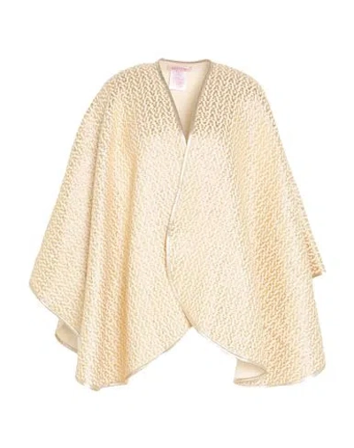 Valentino Garavani Woman Cape Ivory Size Onesize Wool, Cotton, Cashmere, Synthetic Fibers, Metallic  In White