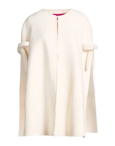 Valentino Garavani Woman Cape Off White Size 8 Virgin Wool, Polyamide In Multi