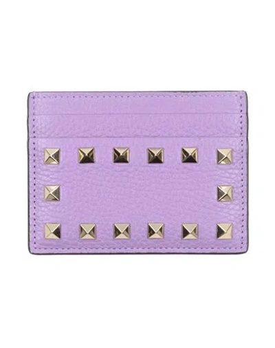 Valentino Garavani Woman Cardholder Purple Size - Leather