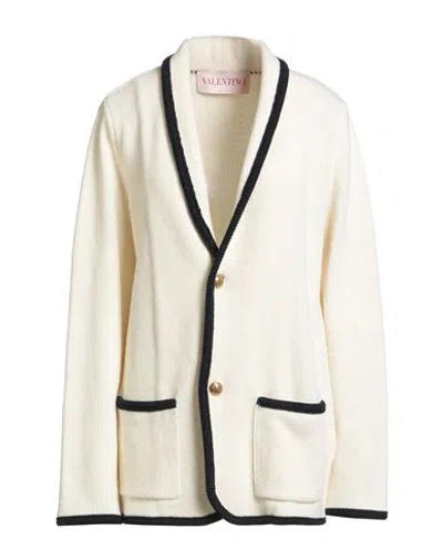 Valentino Garavani Woman Cardigan Ivory Size L Virgin Wool, Cotton In White