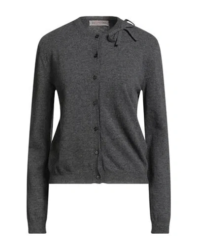 Valentino Garavani Woman Cardigan Lead Size L Virgin Wool In Gray