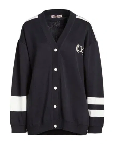 Valentino Garavani Woman Cardigan Navy Size L Cotton In Black