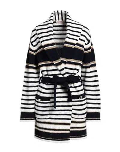 Valentino Garavani Woman Cardigan White Size L Virgin Wool, Polyester, Polyamide In Black