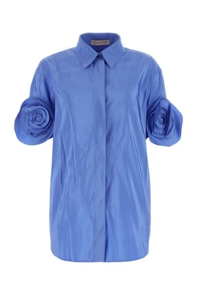 Valentino Garavani Woman Cerulean Blue Silk Shirt