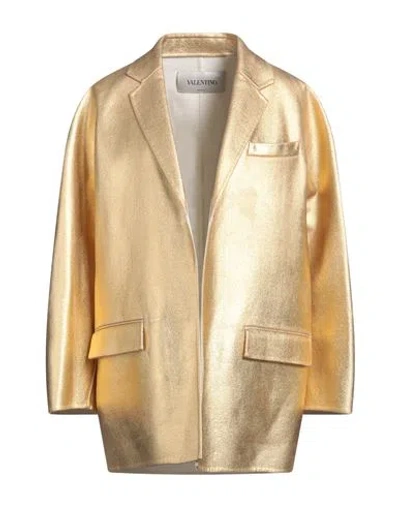 Valentino Garavani Woman Coat Gold Size 4 Virgin Wool, Cashmere