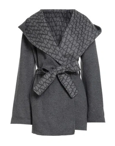 Valentino Garavani Woman Coat Grey Size 10 Virgin Wool, Cashmere, Silk In Multi