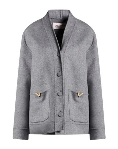 Valentino Garavani Woman Coat Grey Size 6 Virgin Wool, Cashmere In Gray