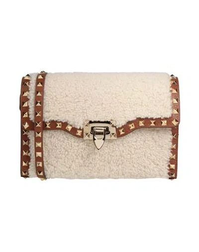 Valentino Garavani Woman Cross-body Bag Ivory Size - Shearling In White