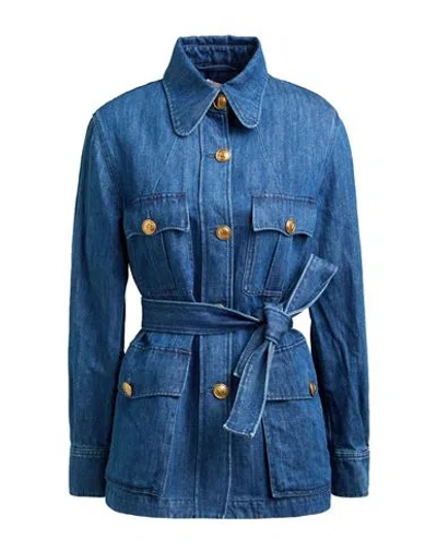 Valentino Garavani Woman Denim Outerwear Blue Size 6 Cotton, Linen